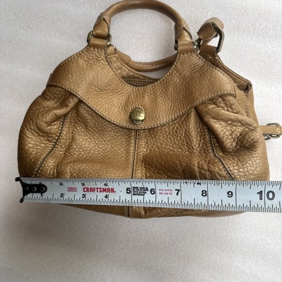Cole Haan Gold Pebbled Leather Handbag Double Handles & Zip Closure - Picture 12 of 13